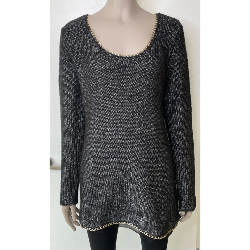 Soft Surroundings Metallic Knit Chainlink Sweater